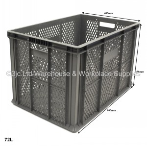 Heavy Duty Stacking Euro Box Vented 60cm 72 Litre